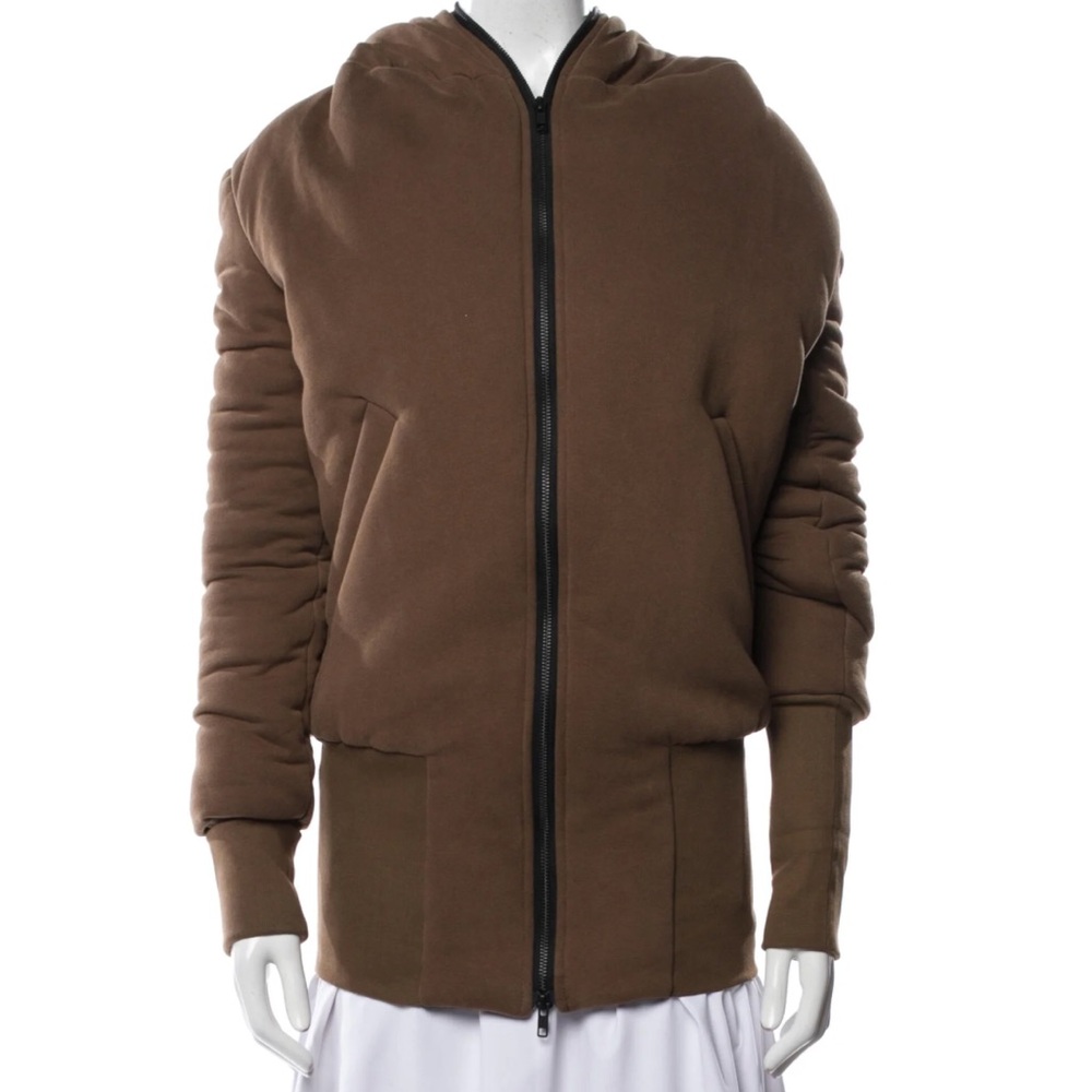 Brown avant garde zip hoodie